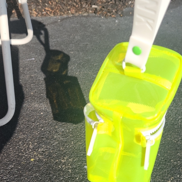 ✨️Drunk Elephant Neon Yellow Clear Cosmetic Pouch with White Strap - Picture 15 of 17